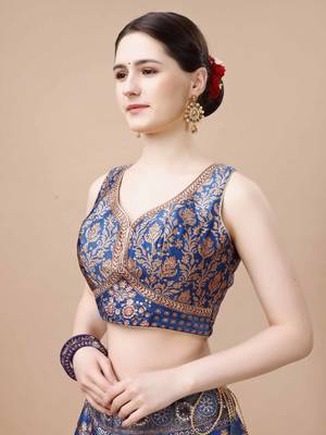 Blue Color Semi stitched Digital Print Lehenga With Unstitched Blouse And Dupatta 3
