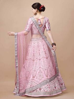 Pink Color Semistitched Digital Print Lehenga With Unstitched Blouse And Dupatta 4