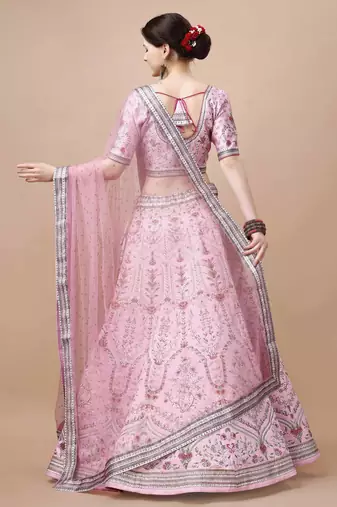 Pink Color Semistitched Digital Print Lehenga With Unstitched Blouse And Dupatta
