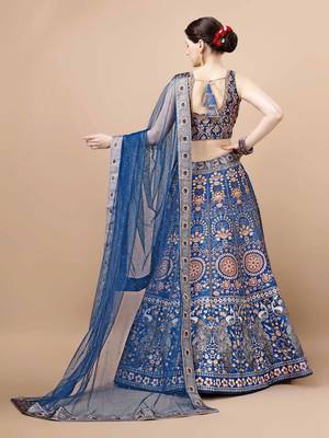 Blue Color Semi stitched Digital Print Lehenga With Unstitched Blouse And Dupatta 4