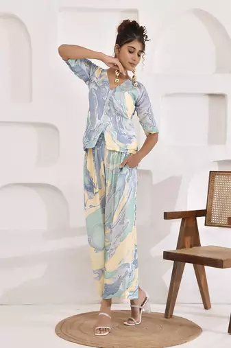 Vivid vibes pastel marble print co-ord set
