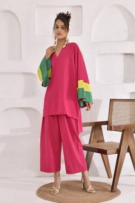 Vivid vibes fuchsia cotton co-ord set 1