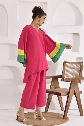 Vivid vibes fuchsia cotton co-ord set