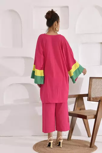 Vivid vibes fuchsia cotton co-ord set