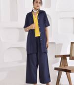 Navy blue and yellow vivid vibes three-piece coord set