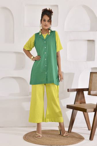 Vivid vibes lime green and green three-piece co-ord set