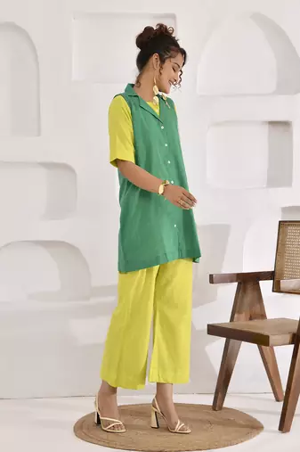 Vivid vibes lime green and green three-piece co-ord set