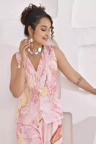 Vivid vibes pink marble print co-ord set