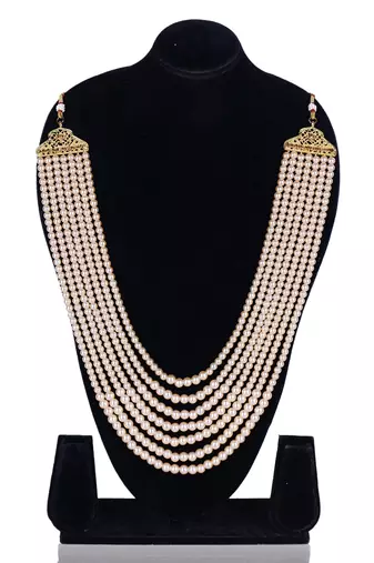   pearl beads dulha groom sherwani mala for   for wedding | layered mala | perfect for groom