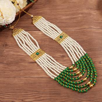   pearl beads dulha groom sherwani mala for   for wedding | layered mala | perfect for groom 1