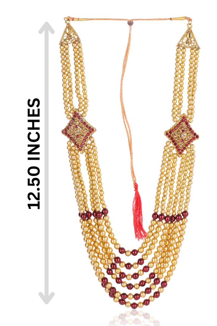 	  pearl beads dulha groom sherwani mala for   for wedding | layered mala | perfect for groom