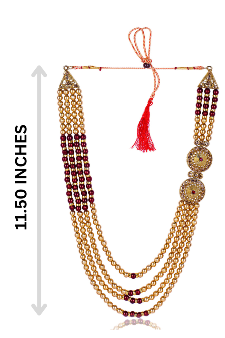   pearl beads dulha groom sherwani mala for   for wedding | layered mala | perfect for groom