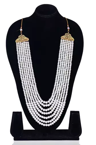 	  pearl beads dulha groom sherwani mala for   for wedding | layered mala | perfect for groom