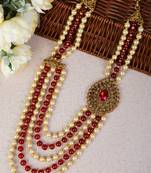   groom sherwani necklace layered moti mala for wedding | groom mala with brooch set