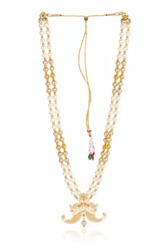   groom sherwani necklace layered moti mala for wedding | groom mala with brooch set
