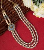   groom sherwani necklace layered moti mala for wedding | groom mala with brooch set