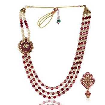 Beaded Layered Dulha Moti Mala With Brooch 2