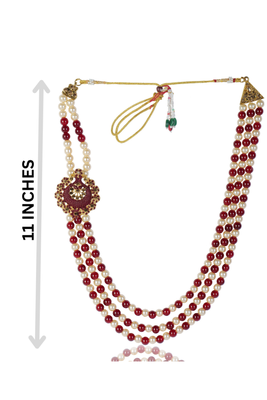   groom sherwani necklace layered moti mala for wedding | groom mala with brooch set 5