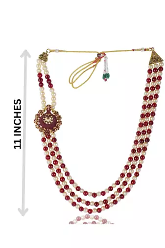   groom sherwani necklace layered moti mala for wedding | groom mala with brooch set