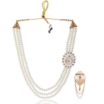  Beaded Layered Dulha Moti Mala With Brooch 2
