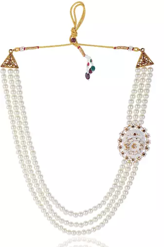  Beaded Layered Dulha Moti Mala With Brooch
