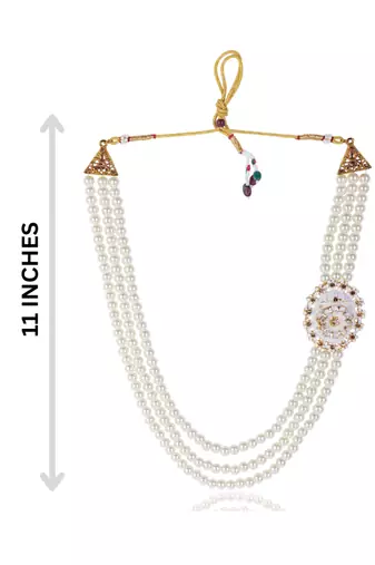  Beaded Layered Dulha Moti Mala With Brooch