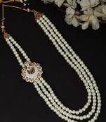   groom sherwani necklace layered moti mala for wedding | groom mala with brooch set