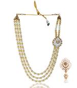   groom sherwani necklace layered moti mala for wedding | groom mala with brooch set