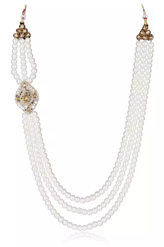   groom sherwani necklace layered moti mala for wedding | groom mala with brooch set