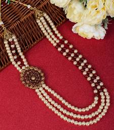 Pearl-Beaded Dulha Moti Mala Haar Necklace With Brooch