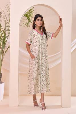 Ivory chevron print kafty lounge dress 2