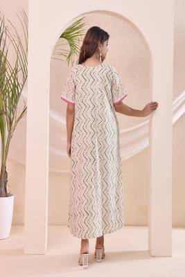Ivory chevron print kafty lounge dress 3