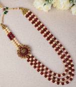 Beaded Layered Dulha Moti Mala With Brooch