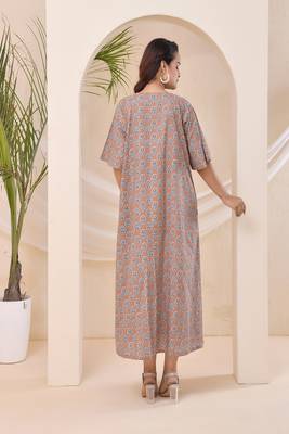 Brown floral print kafty lounge dress 3
