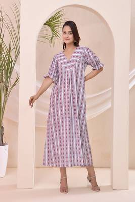 Purple stripe print kafty lounge dress 1