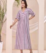 Purple stripe print kafty lounge dress