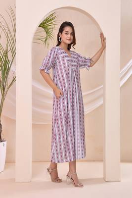 Purple stripe print kafty lounge dress 2