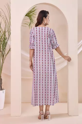 Purple stripe print kafty lounge dress