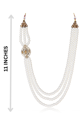  groom sherwani necklace layered moti mala for wedding | groom mala with brooch set 5