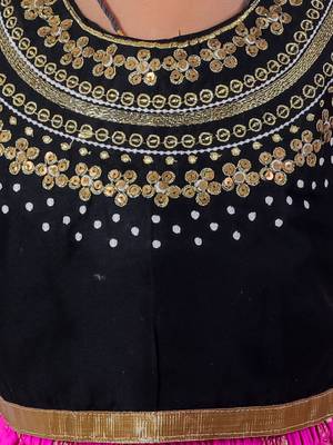 Twisha girls embroidered top & dhoti pants - black & pink 5