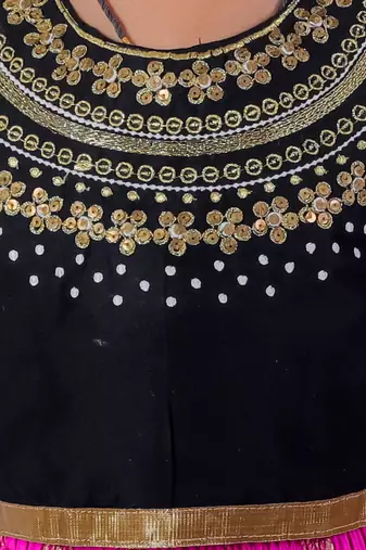 Twisha girls embroidered top & dhoti pants - black & pink