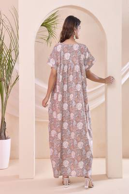 Brown floral print kafty lounge dress 3