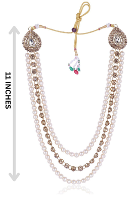   groom sherwani necklace layered moti mala for wedding | groom mala with brooch set 5