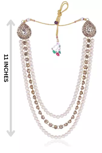   groom sherwani necklace layered moti mala for wedding | groom mala with brooch set