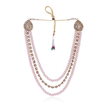   groom sherwani necklace layered moti mala for wedding | groom mala with brooch set 4