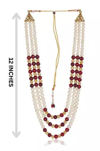   groom sherwani necklace layered moti mala for wedding | groom mala with brooch set