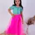Twisha girls self design cold shoulder top & Ghagra - sea green & pink