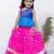 Twisha girls embroidered one shoulder top & foil printed ghagra set - blue & pink