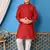 printed red cotton kurta and pajama set for boys