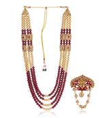   groom sherwani necklace layered moti mala for wedding | groom mala with brooch set